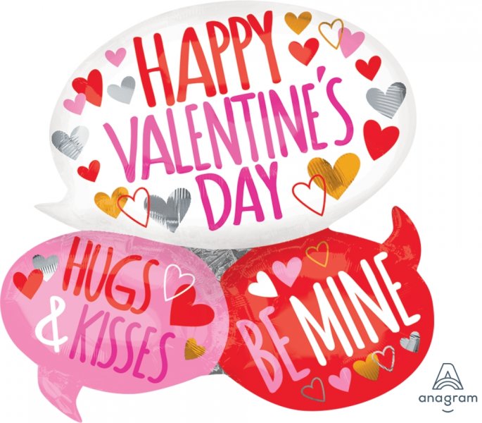 Happy Valentine's Day Text Bubbles Foil Balloon